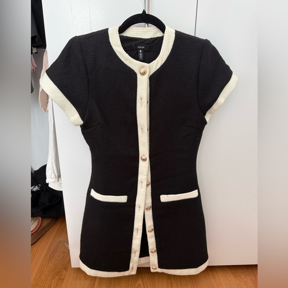 AQUA Tweed Short Sleeve Mini Dress - Picture 4 of 4